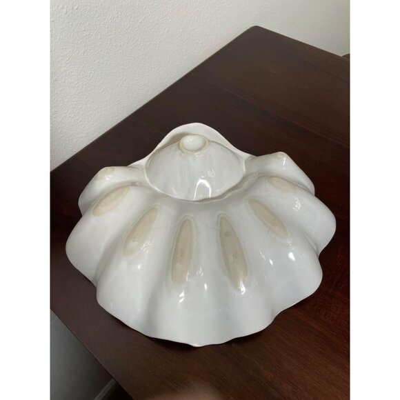 Vintage Stoneware Ceramic Shell Chip And Dip Serving Platter - Picture 3 of 6
